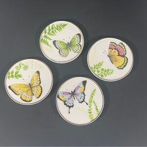 Pier 1, Butterfly Design Ceramic Coasters Set